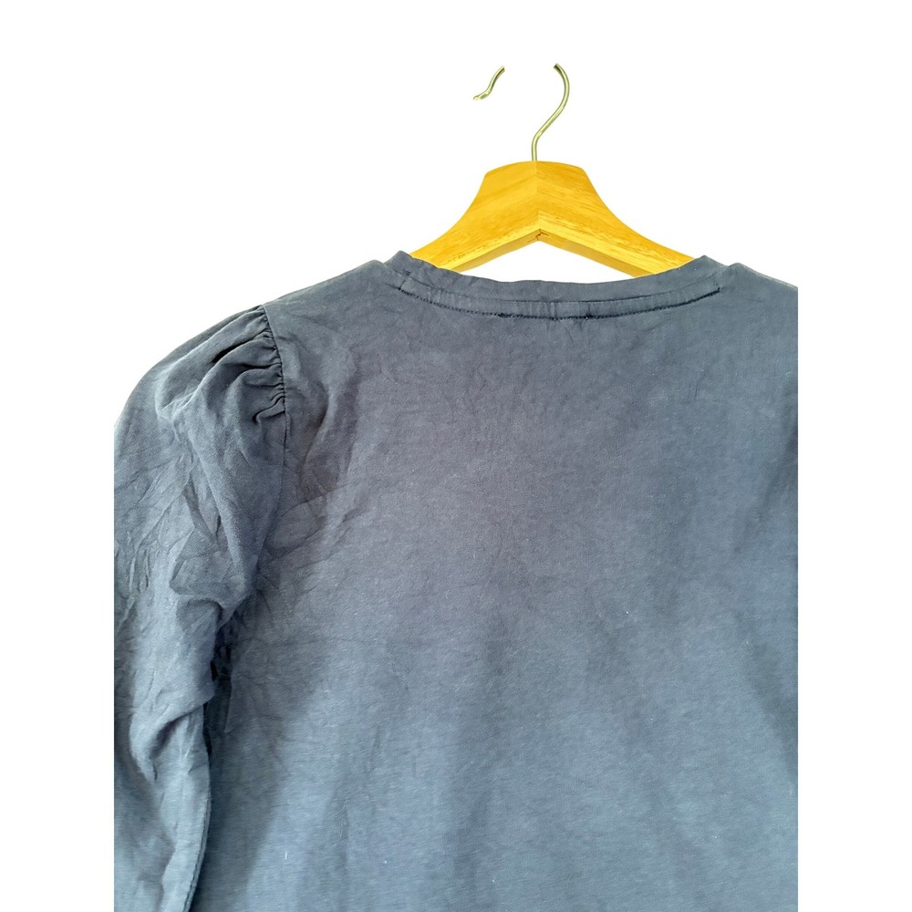 J.Crew Womens Navy Blue Puff Sleeve Long Sleeve Crewneck T-Shirt Top XS - Picture 5 of 13